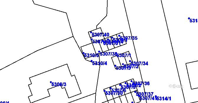 Parcela st. 5307/38 v KÚ Líšeň, Katastrální mapa