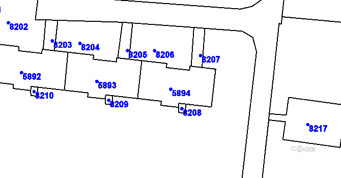 Parcela st. 5894 v KÚ Líšeň, Katastrální mapa