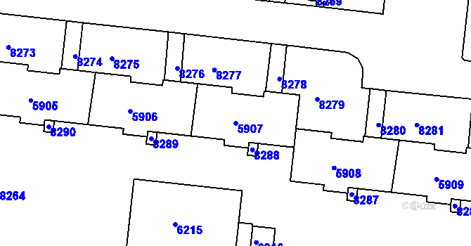 Parcela st. 5907 v KÚ Líšeň, Katastrální mapa