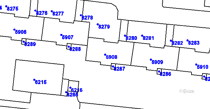 Parcela st. 5908 v KÚ Líšeň, Katastrální mapa