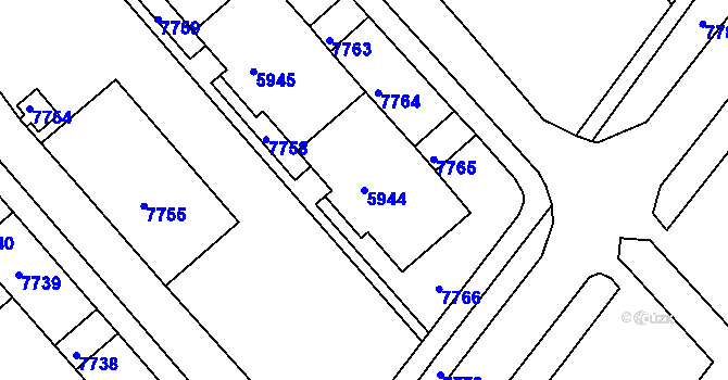 Parcela st. 5944 v KÚ Líšeň, Katastrální mapa