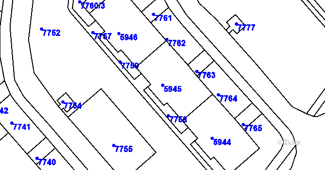 Parcela st. 5945 v KÚ Líšeň, Katastrální mapa
