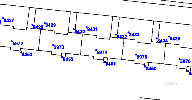 Parcela st. 5974 v KÚ Líšeň, Katastrální mapa