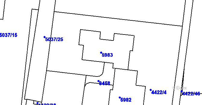 Parcela st. 5983 v KÚ Líšeň, Katastrální mapa