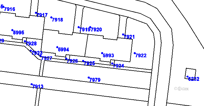 Parcela st. 5993 v KÚ Líšeň, Katastrální mapa