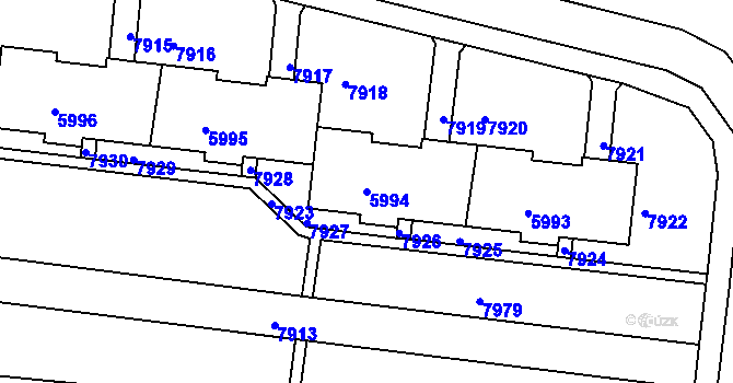 Parcela st. 5994 v KÚ Líšeň, Katastrální mapa