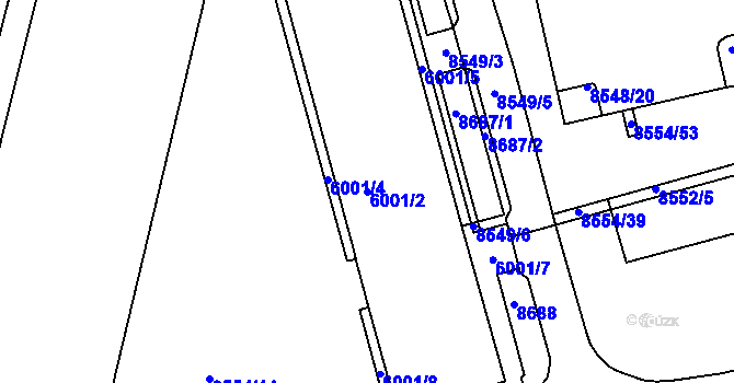 Parcela st. 6001/2 v KÚ Líšeň, Katastrální mapa