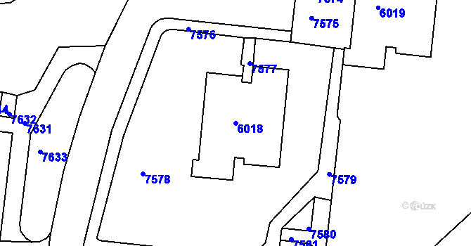 Parcela st. 6018 v KÚ Líšeň, Katastrální mapa