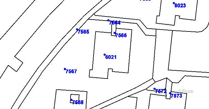 Parcela st. 6021 v KÚ Líšeň, Katastrální mapa