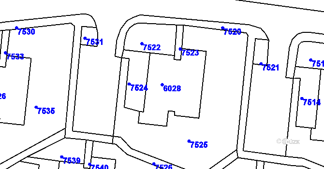 Parcela st. 6028 v KÚ Líšeň, Katastrální mapa