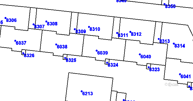 Parcela st. 6039 v KÚ Líšeň, Katastrální mapa