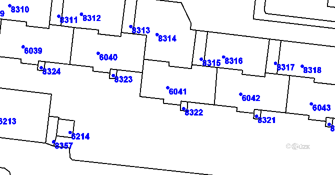 Parcela st. 6041 v KÚ Líšeň, Katastrální mapa