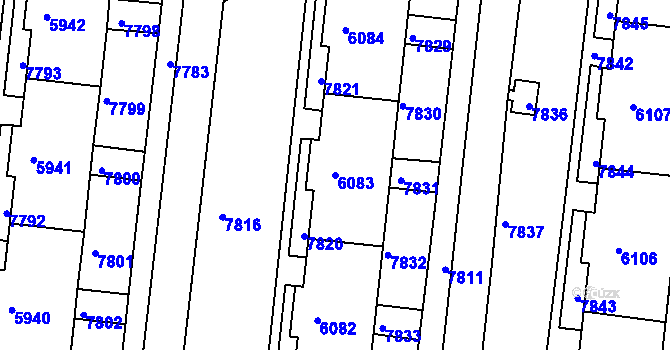 Parcela st. 6083 v KÚ Líšeň, Katastrální mapa