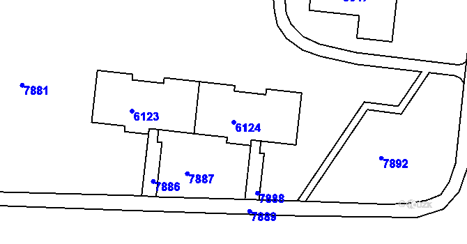 Parcela st. 6124 v KÚ Líšeň, Katastrální mapa