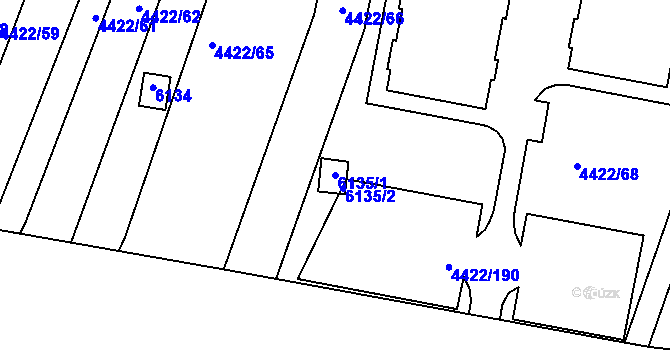 Parcela st. 6135/1 v KÚ Líšeň, Katastrální mapa
