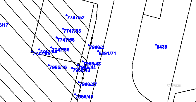 Parcela st. 6191/71 v KÚ Líšeň, Katastrální mapa