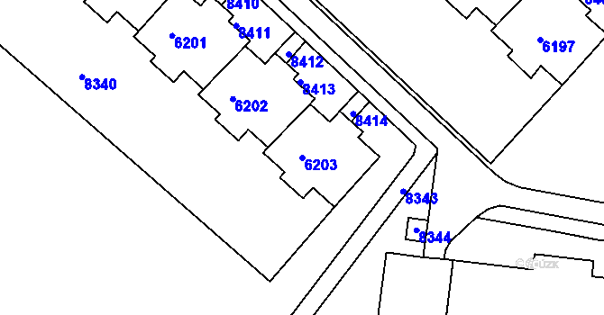 Parcela st. 6203 v KÚ Líšeň, Katastrální mapa