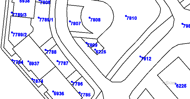 Parcela st. 6226 v KÚ Líšeň, Katastrální mapa