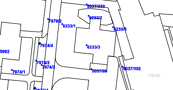 Parcela st. 6233/3 v KÚ Líšeň, Katastrální mapa