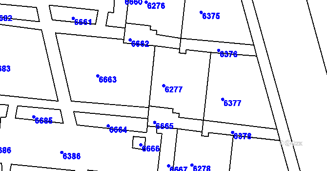 Parcela st. 6277 v KÚ Líšeň, Katastrální mapa