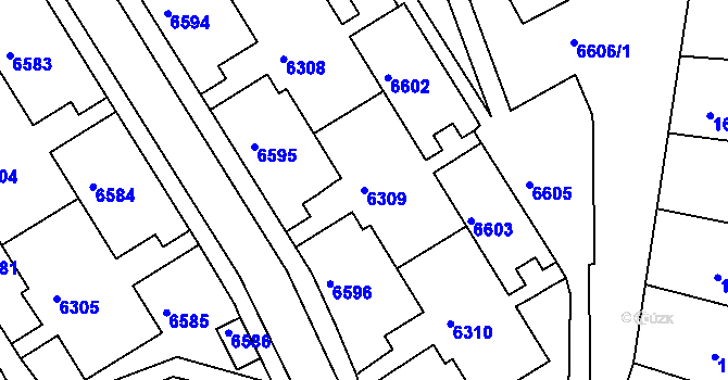 Parcela st. 6309 v KÚ Líšeň, Katastrální mapa