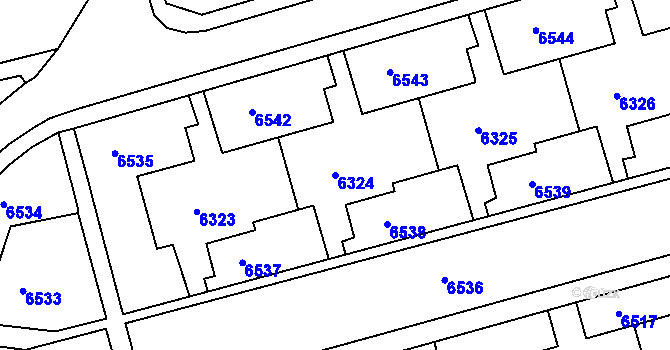 Parcela st. 6324 v KÚ Líšeň, Katastrální mapa