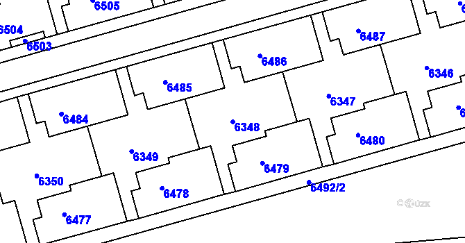 Parcela st. 6348 v KÚ Líšeň, Katastrální mapa