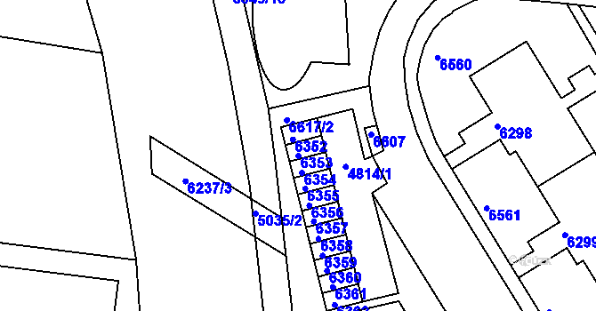 Parcela st. 6353 v KÚ Líšeň, Katastrální mapa