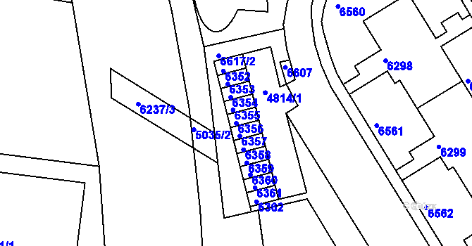 Parcela st. 6356 v KÚ Líšeň, Katastrální mapa