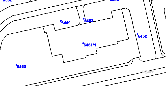 Parcela st. 6451/1 v KÚ Líšeň, Katastrální mapa