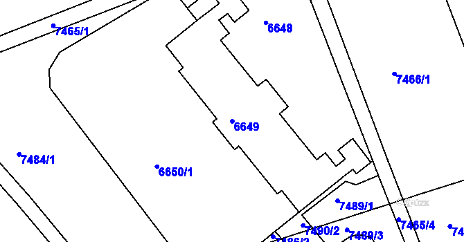 Parcela st. 6649 v KÚ Líšeň, Katastrální mapa