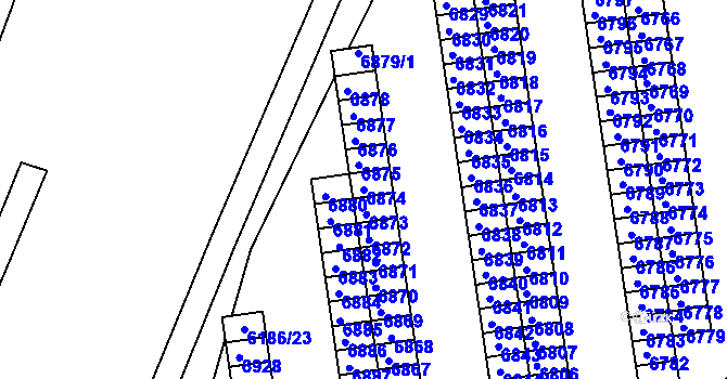 Parcela st. 6874 v KÚ Líšeň, Katastrální mapa