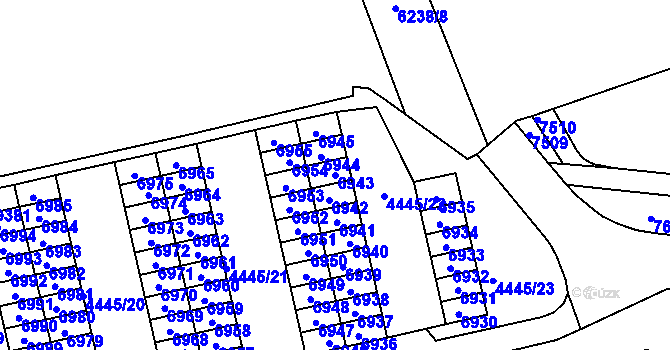 Parcela st. 6943 v KÚ Líšeň, Katastrální mapa