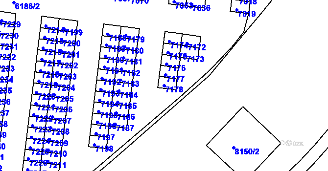 Parcela st. 7178 v KÚ Líšeň, Katastrální mapa