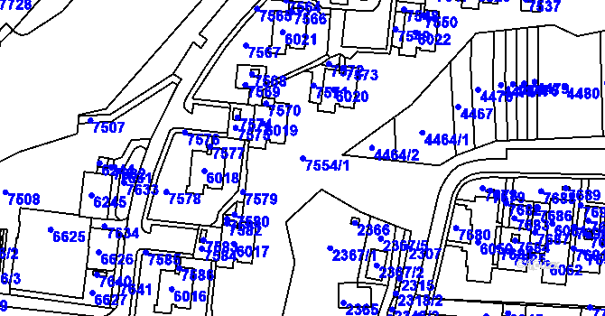 Parcela st. 7554/1 v KÚ Líšeň, Katastrální mapa