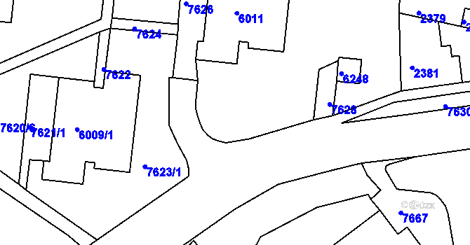 Parcela st. 7554/3 v KÚ Líšeň, Katastrální mapa