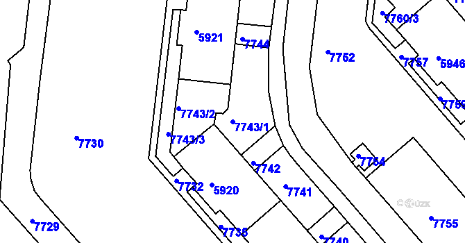 Parcela st. 7743/1 v KÚ Líšeň, Katastrální mapa
