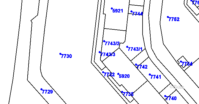 Parcela st. 7743/3 v KÚ Líšeň, Katastrální mapa