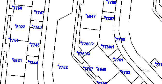 Parcela st. 7760/2 v KÚ Líšeň, Katastrální mapa
