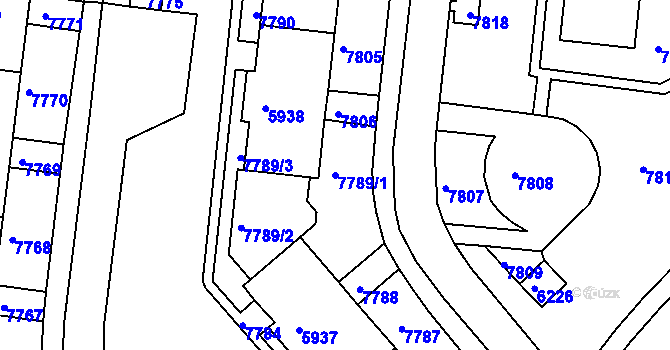 Parcela st. 7789/1 v KÚ Líšeň, Katastrální mapa
