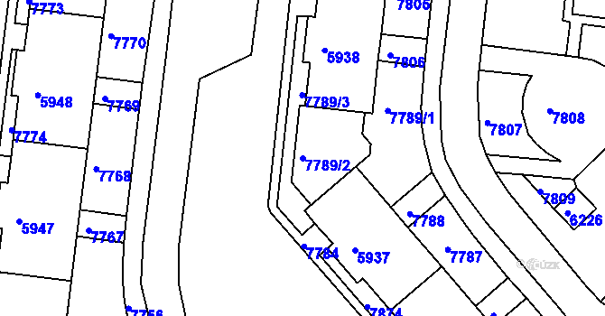 Parcela st. 7789/2 v KÚ Líšeň, Katastrální mapa