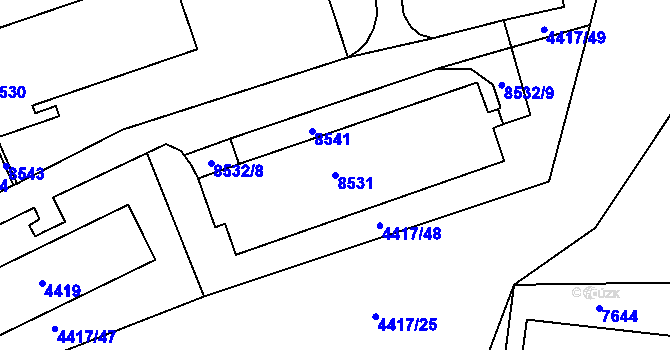 Parcela st. 8531 v KÚ Líšeň, Katastrální mapa