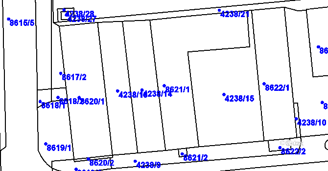 Parcela st. 8621/1 v KÚ Líšeň, Katastrální mapa