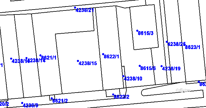 Parcela st. 8622/1 v KÚ Líšeň, Katastrální mapa