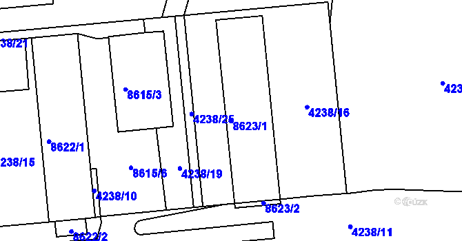 Parcela st. 8623/1 v KÚ Líšeň, Katastrální mapa