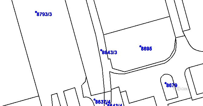 Parcela st. 8643 v KÚ Líšeň, Katastrální mapa