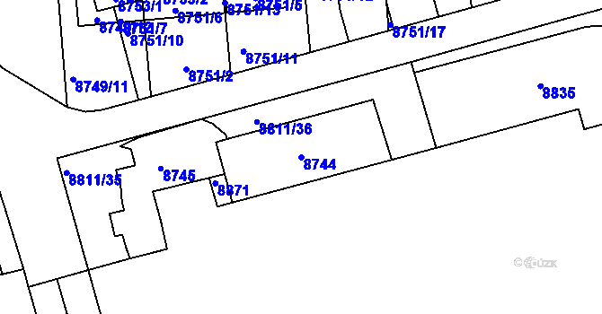Parcela st. 8744 v KÚ Líšeň, Katastrální mapa