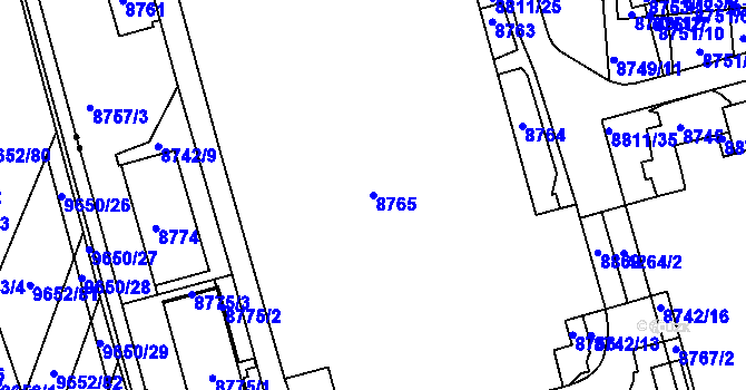 Parcela st. 8765 v KÚ Líšeň, Katastrální mapa