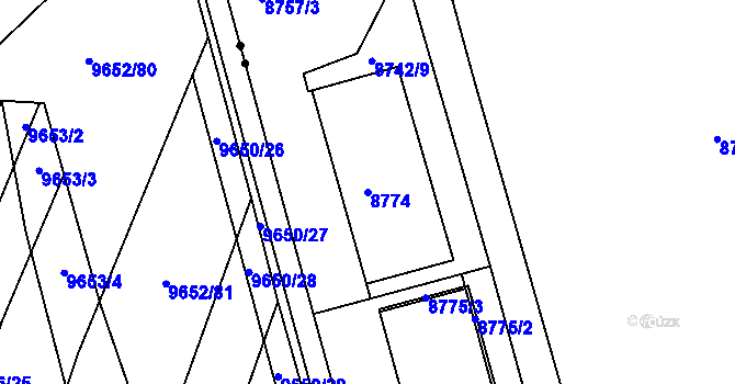 Parcela st. 8774 v KÚ Líšeň, Katastrální mapa