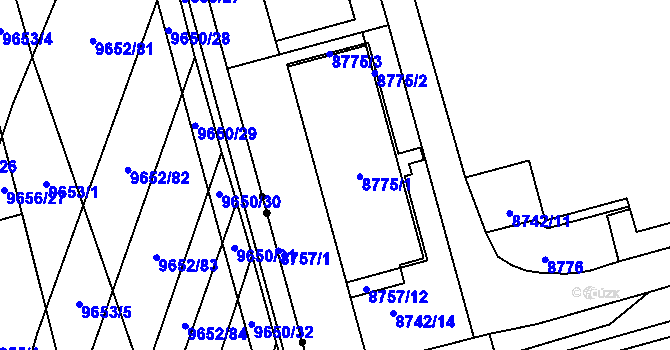 Parcela st. 8775 v KÚ Líšeň, Katastrální mapa